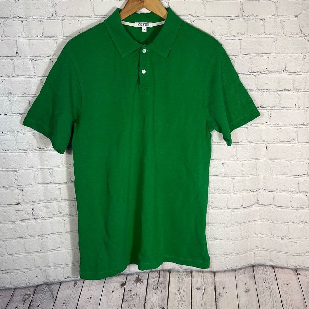 Gustin Polo Shirt Mens Medium‎ Green Short Sleeve Cotton Made in USA